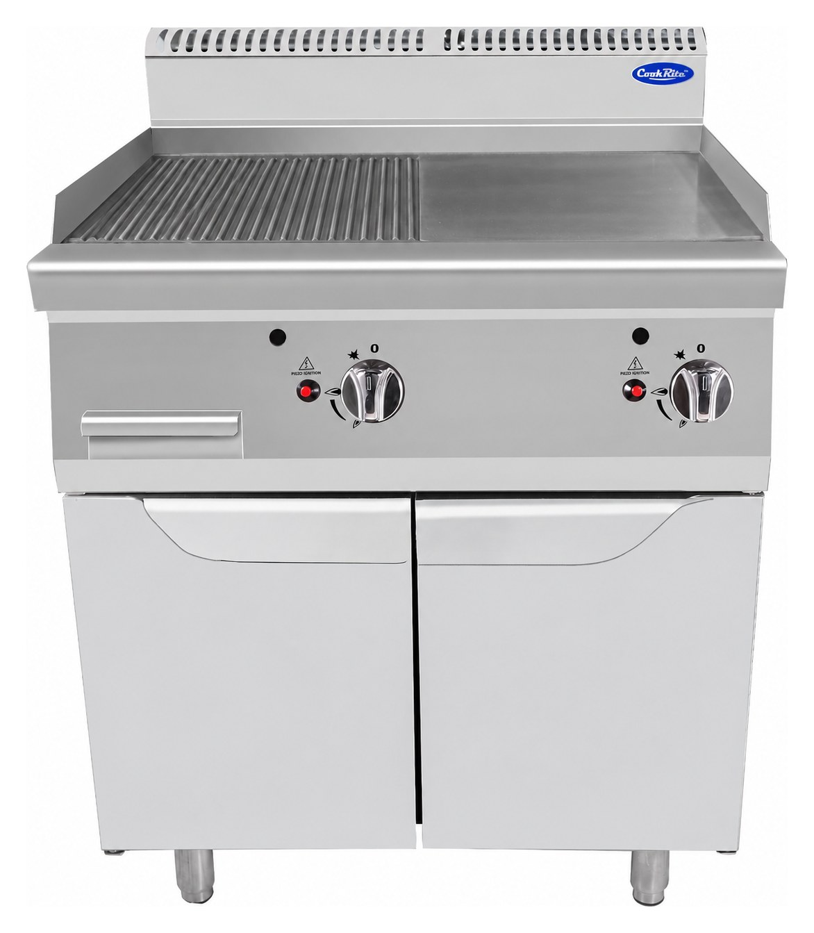 Gas Griddle – 800mm Floor, Half-Grooved Left (700 Series) — AT7G8G-F-C