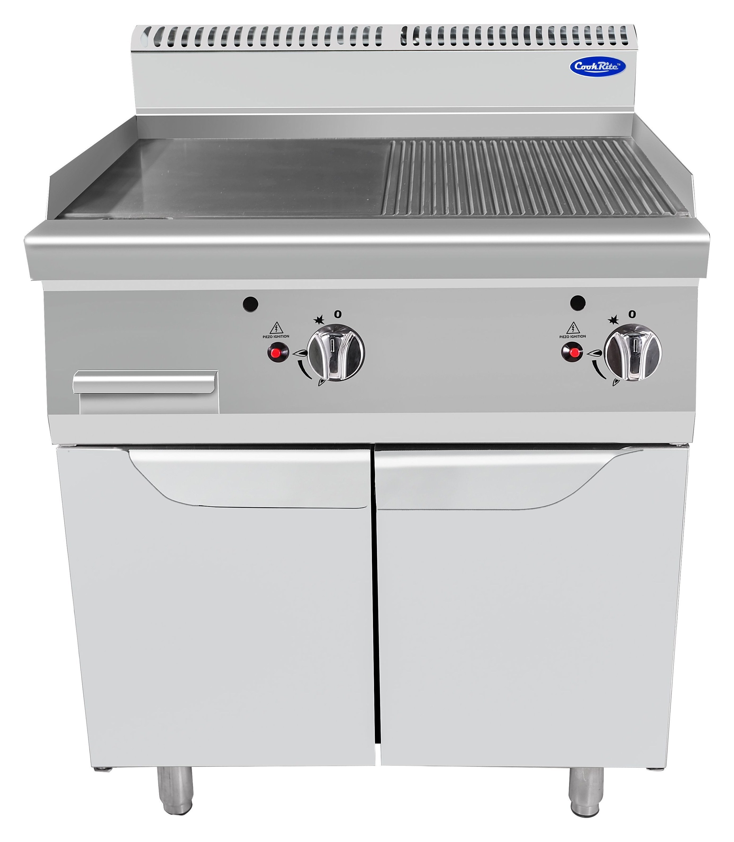 Gas Griddle – 800mm Floor, Half-Grooved Right (700 Series) — AT7G8G-F-D