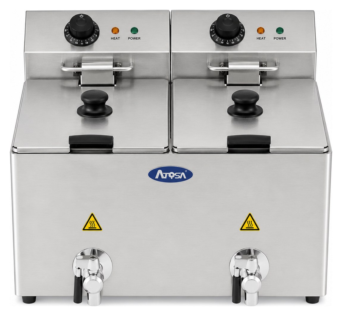 Electric Fryer – 548 × 480mm Countertop (Twin) — ATEF-8L-2